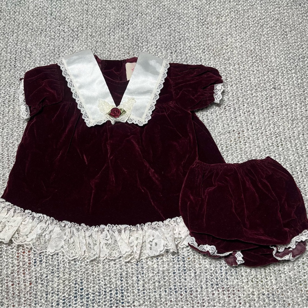 Little Precious Vintage Made in the USA Lace Dress Set